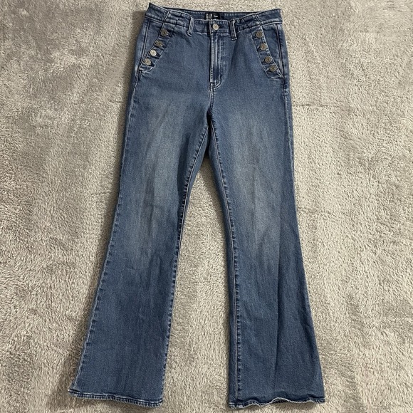 GAP Denim - Gap Jeans Womens 10/30 70s Flare High Rise Medium Wash Stretch Sailor Style Pant
